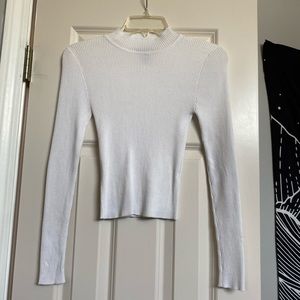 fitted long sleeve white ribbed shirt
